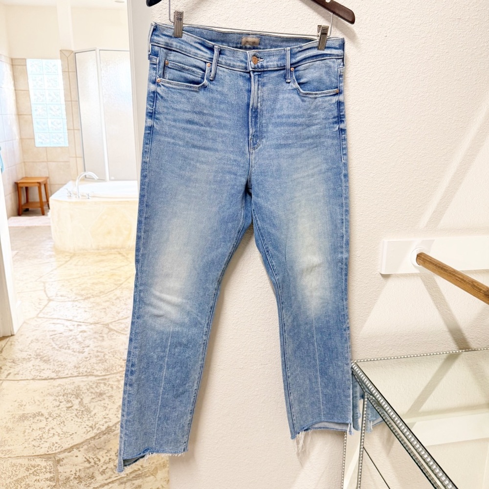 NEW MOTHER The Mid Rise Dazzler Ankle Step Fray Jeans Ropin’ N’ Ridin’ 33 NWOT - Picture 2 of 9